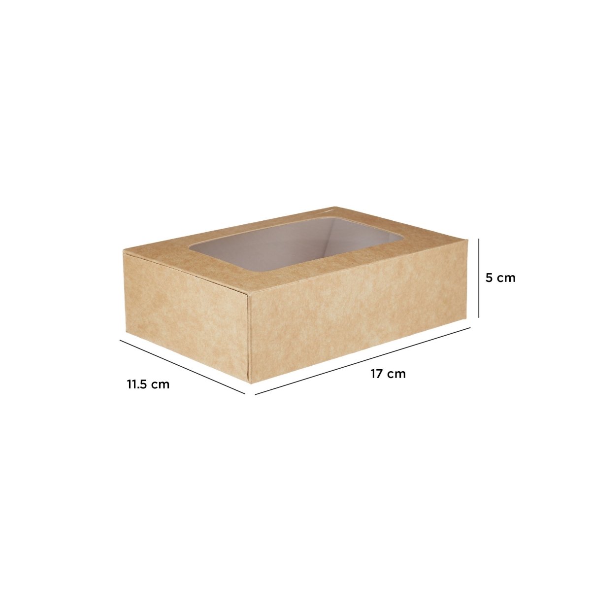 KRAFT RECTANGLE SALAD BOX 17 x 11 CM WITH WINDOW 250 Pieces - hotpackwebstore.com - Salad Boxes