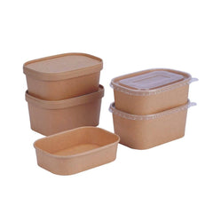 Kraft Rectangular Container 300 Pieces - hotpackwebstore.com - Salad Boxes