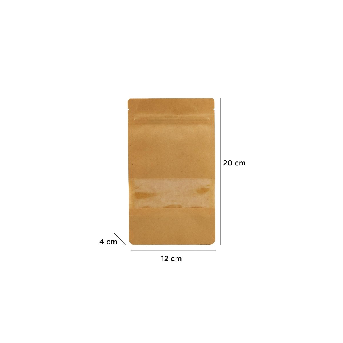 Kraft Resealable Paper Bag With Window 50 Pieces