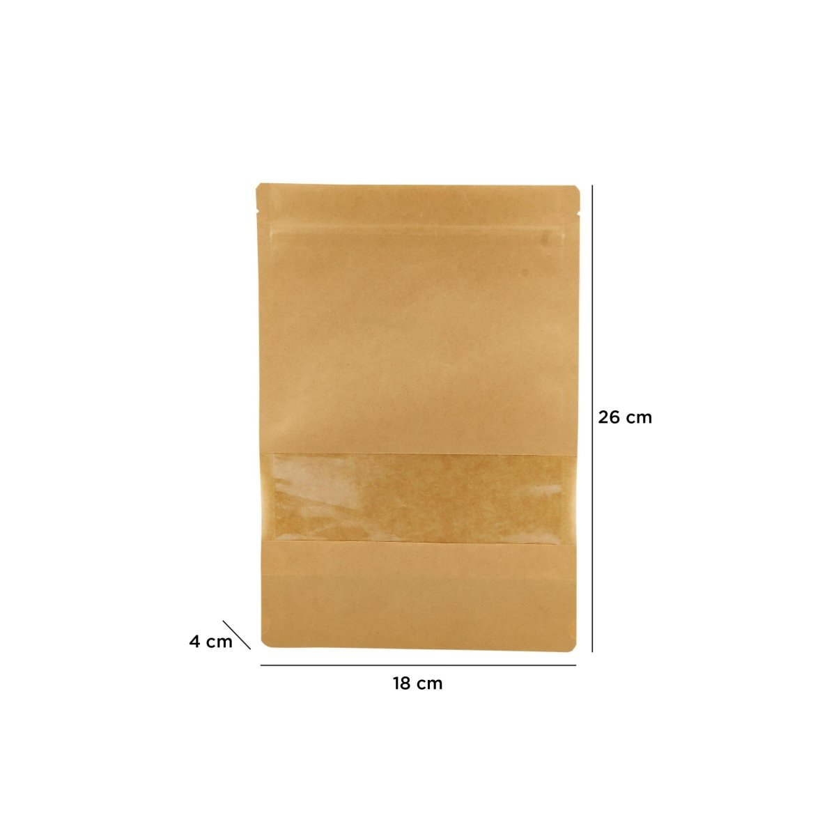 Kraft Resealable Paper Bag With Window 50 Pieces - hotpackwebstore.com - Paper Bags