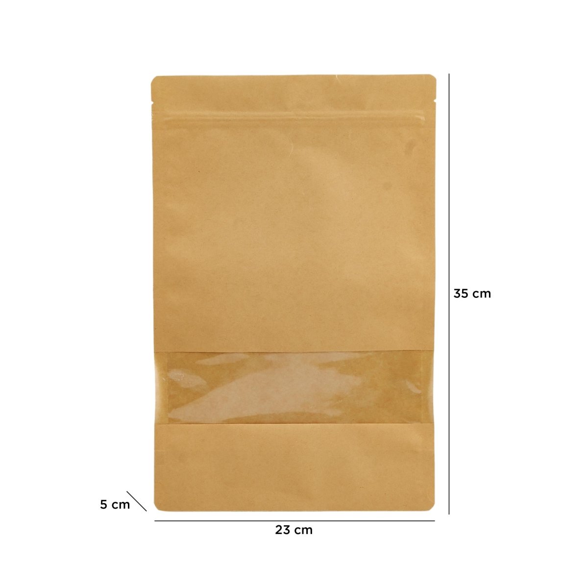 Kraft Resealable Paper Bag With Window 50 Pieces - hotpackwebstore.com - Paper Bags