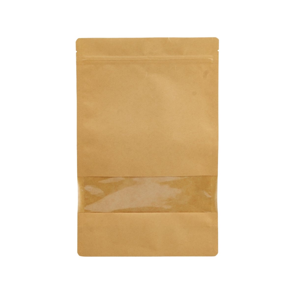 Kraft Resealable Paper Bag With Window 50 Pieces - hotpackwebstore.com - Paper Bags