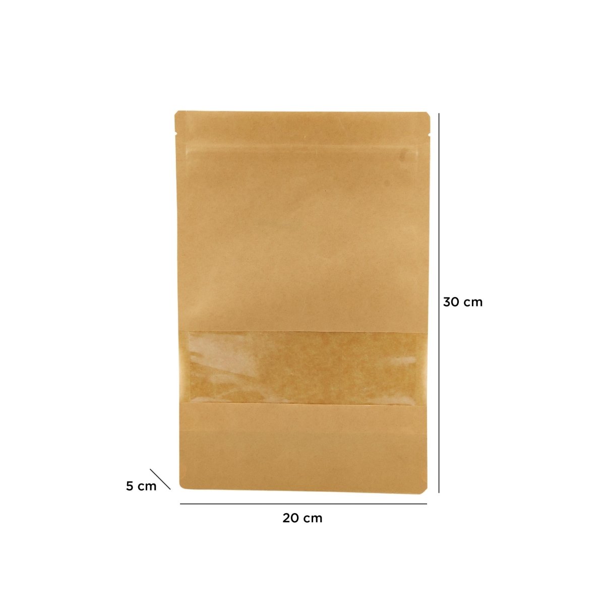 Kraft Resealable Paper Bag With Window 50 Pieces - hotpackwebstore.com - Paper Bags