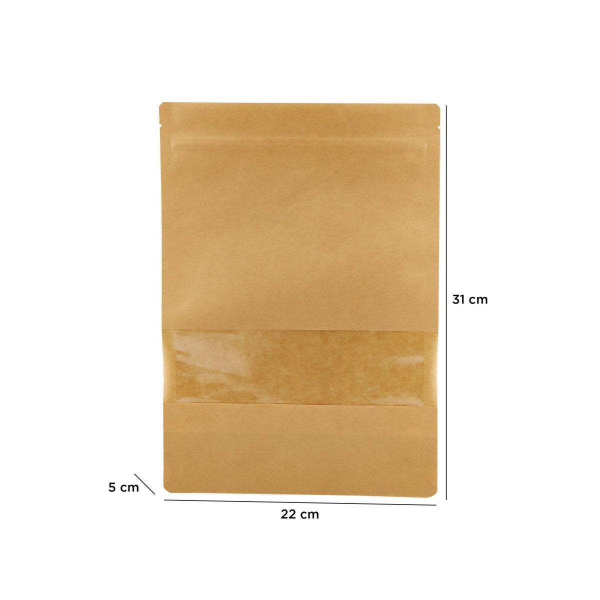 Kraft Resealable Paper Bag With Window 50 Pieces - hotpackwebstore.com - Paper Bags