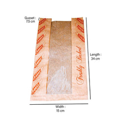 Paper Bread Bag With Window 1000 Pieces - hotpackwebstore.com - Windowed Paper Bags