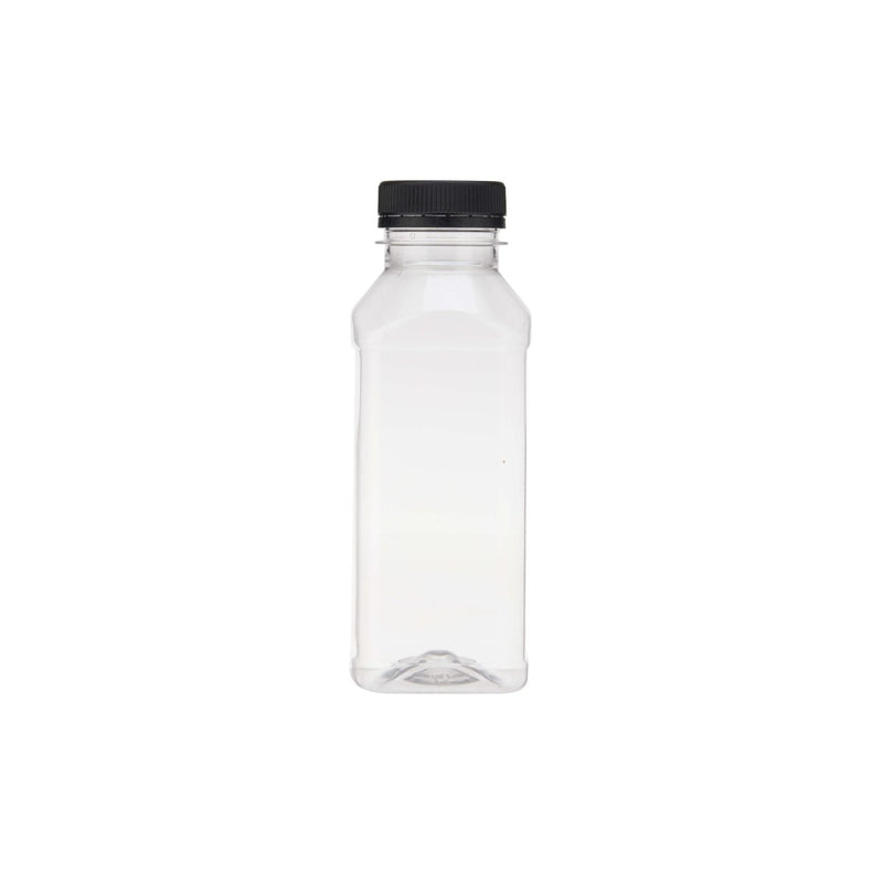 Plastic Square Bottle with Black Cap - hotpackwebstore.com - Plastic Bottles