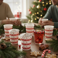 25 Pieces 8 oz Red and White Single Wall Paper Cups