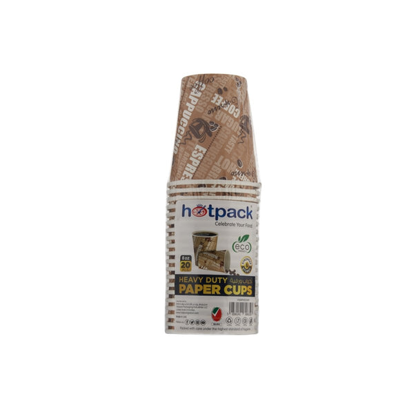 Single Wall Printed Paper Cup 20 Pieces - hotpackwebstore.com - Single Wall Paper Cups