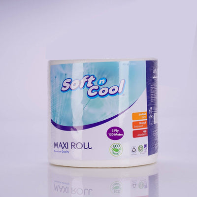 Soft n Cool Maxi Roll Dispenser 1pc + 6 Rolls of 2 Ply Maxi Roll - hotpackwebstore.com - Maxi Roll