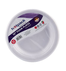 White Round Foam Plate Retail Pack - hotpackwebstore.com - Foam Plates