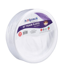 White Round Foam Plate Retail Pack - hotpackwebstore.com - Foam Plates