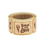 Beige Baked With Love Sticker Roll 250 Pieces - Hotpack Global