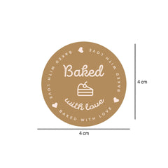 Brown Baked With Love Sticker Roll 250 Pieces - Hotpack Global