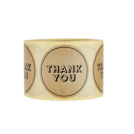 Brown Thank You Sticker Roll 250 Pieces - Hotpack Global