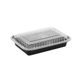 Hotpack | Black Base Rectangular Container 38 oz with Lids | 150 Pieces - Hotpack Global
