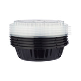 Black Base Round Ribbed Container with Lids 5  Pieces - hotpackwebstore.com
