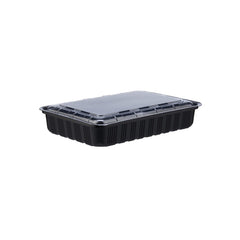 Black Base Rectangle Container With Lid 100 Pieces - Hotpack Global