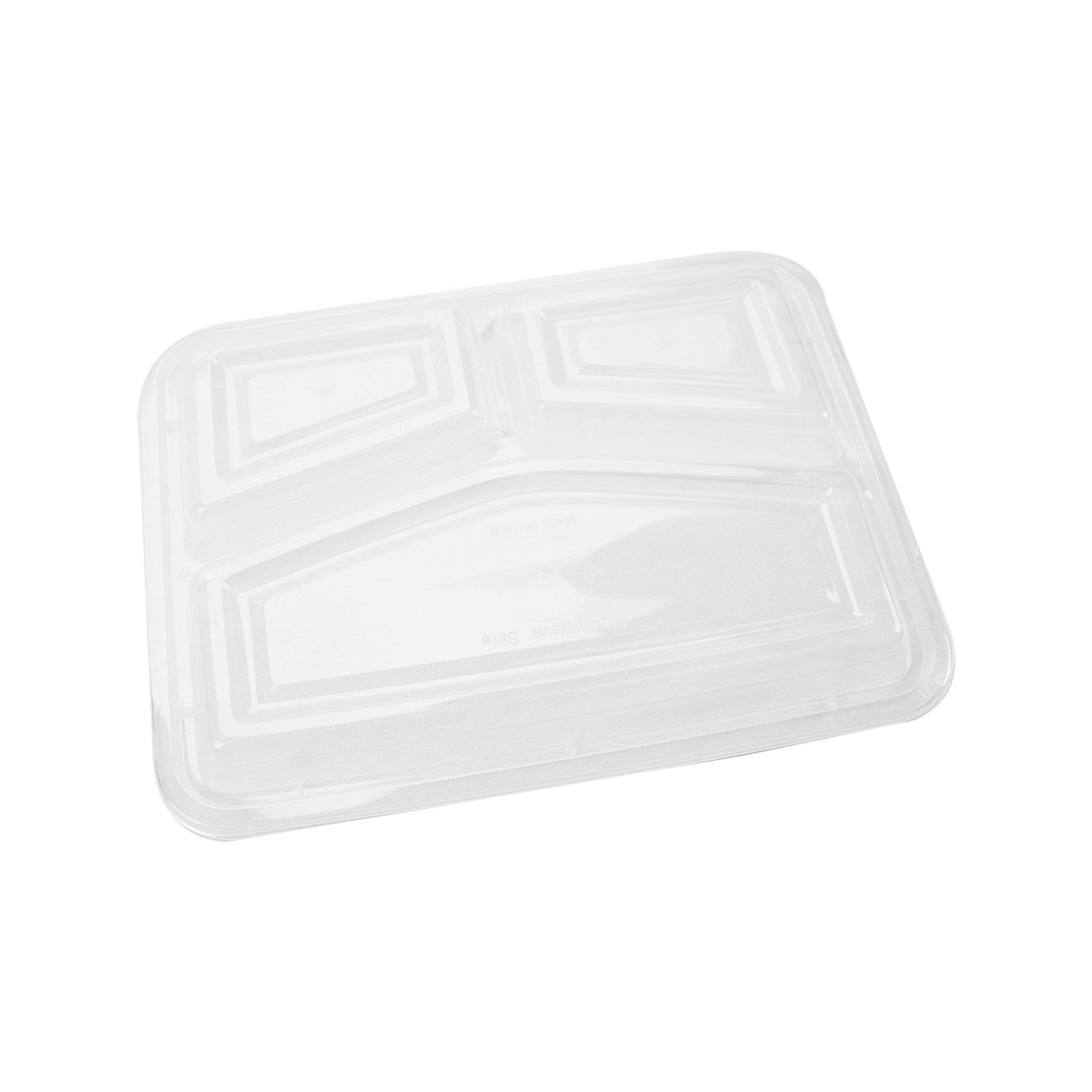 Black Base Rectangular 3-Compartment Container 300 Pieces - Hotpack Global