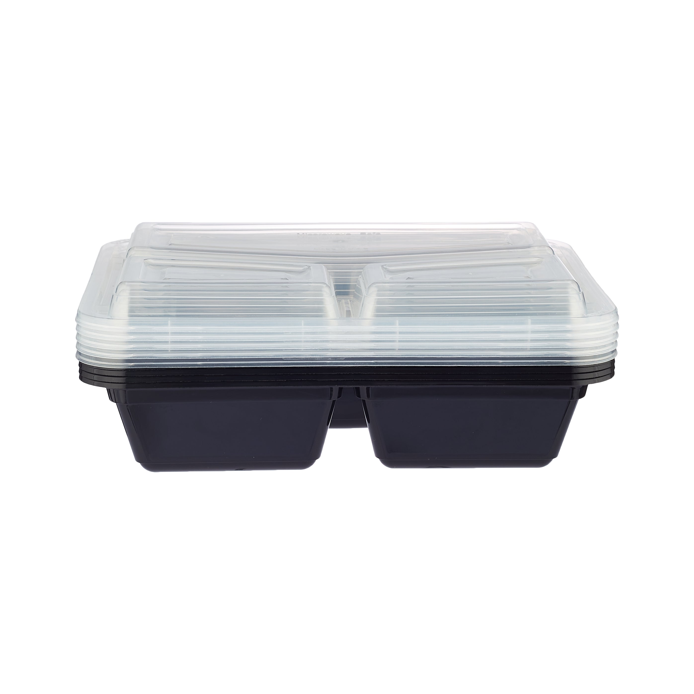 Black Base Rectangular Microwavable Compartment Container with Lids 5  Pieces - hotpackwebstore.com