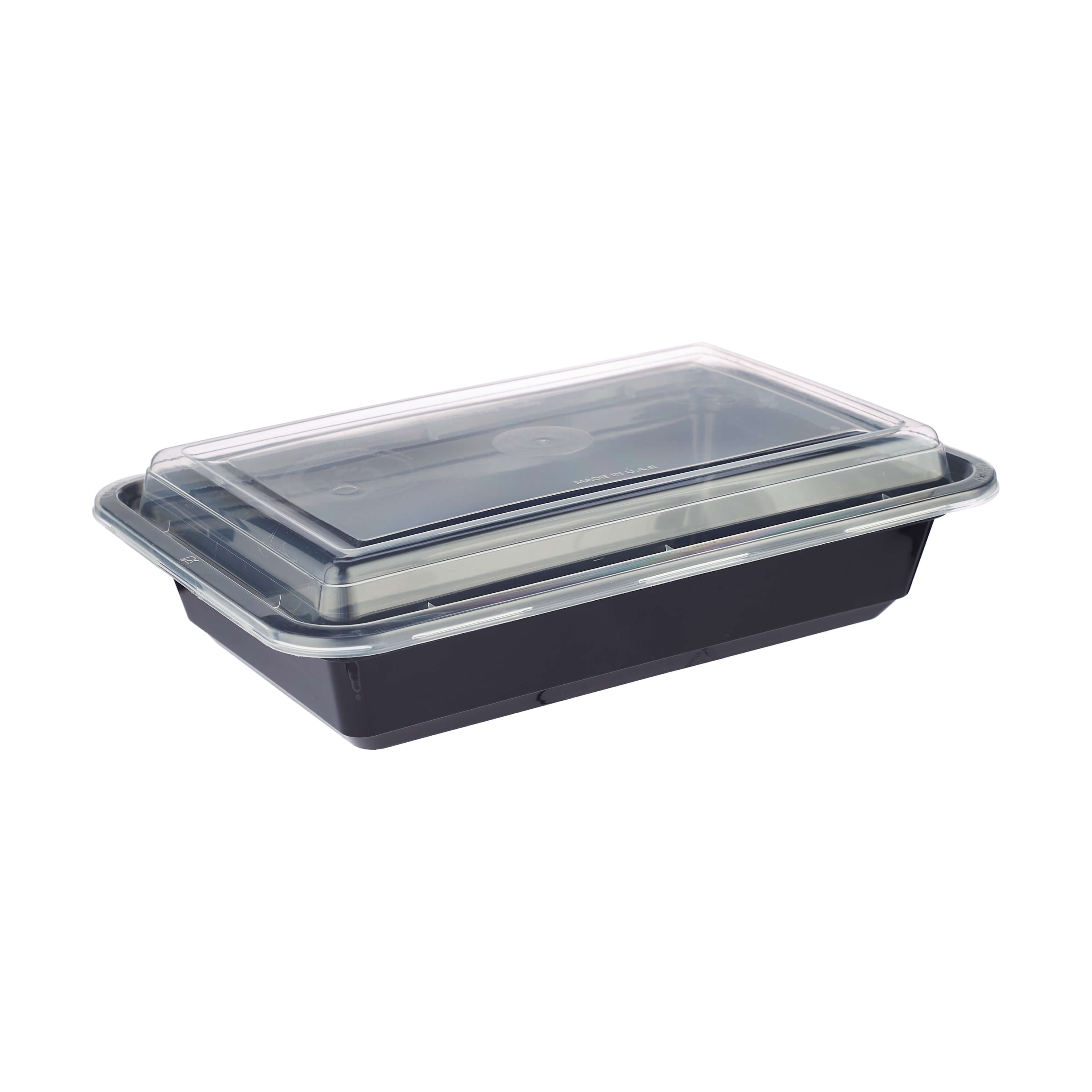28 Oz Black Base Rectangular Container with Lid - Hotpack Global