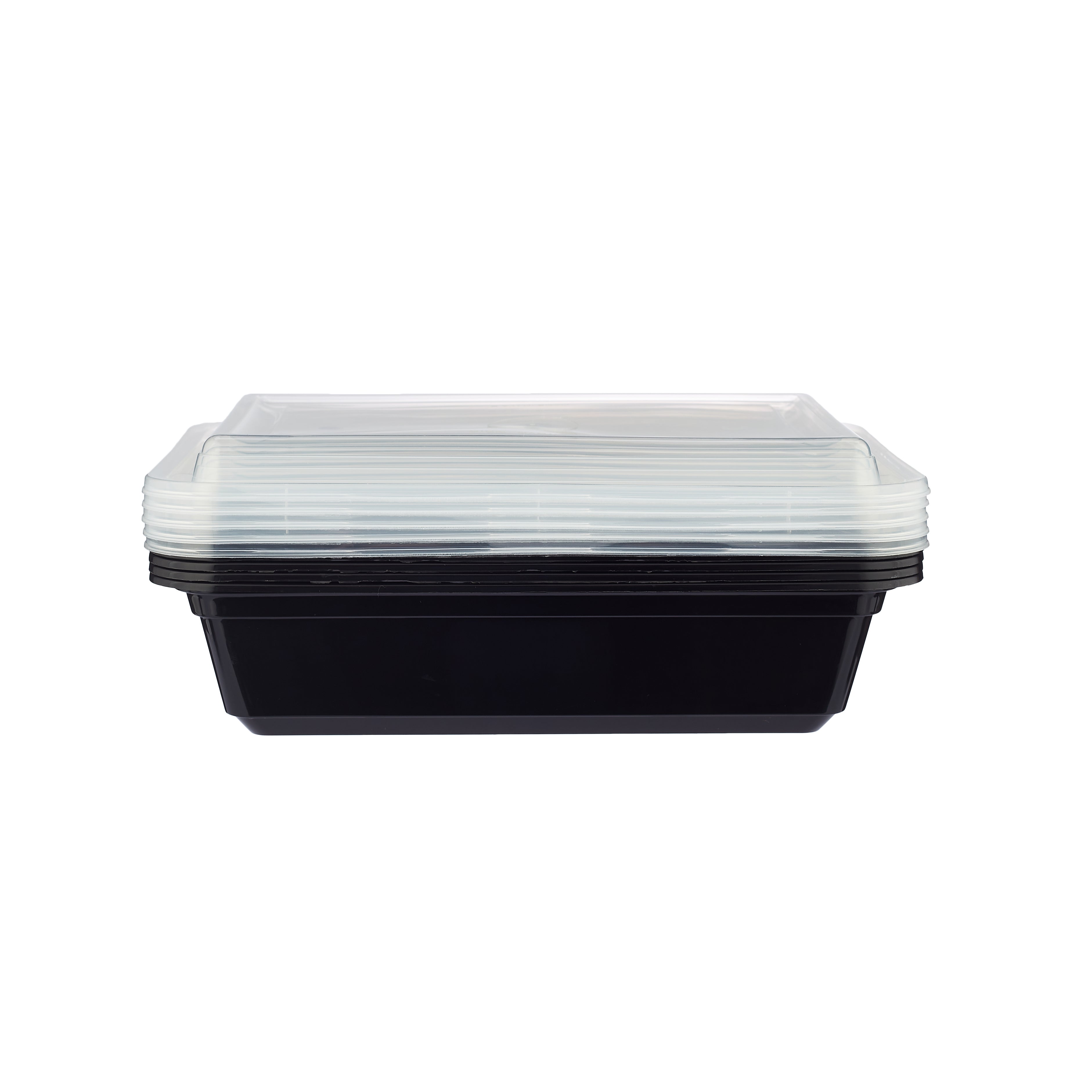 Black Base Rectangular Container With lid 5 Pieces - hotpackwebstore.com