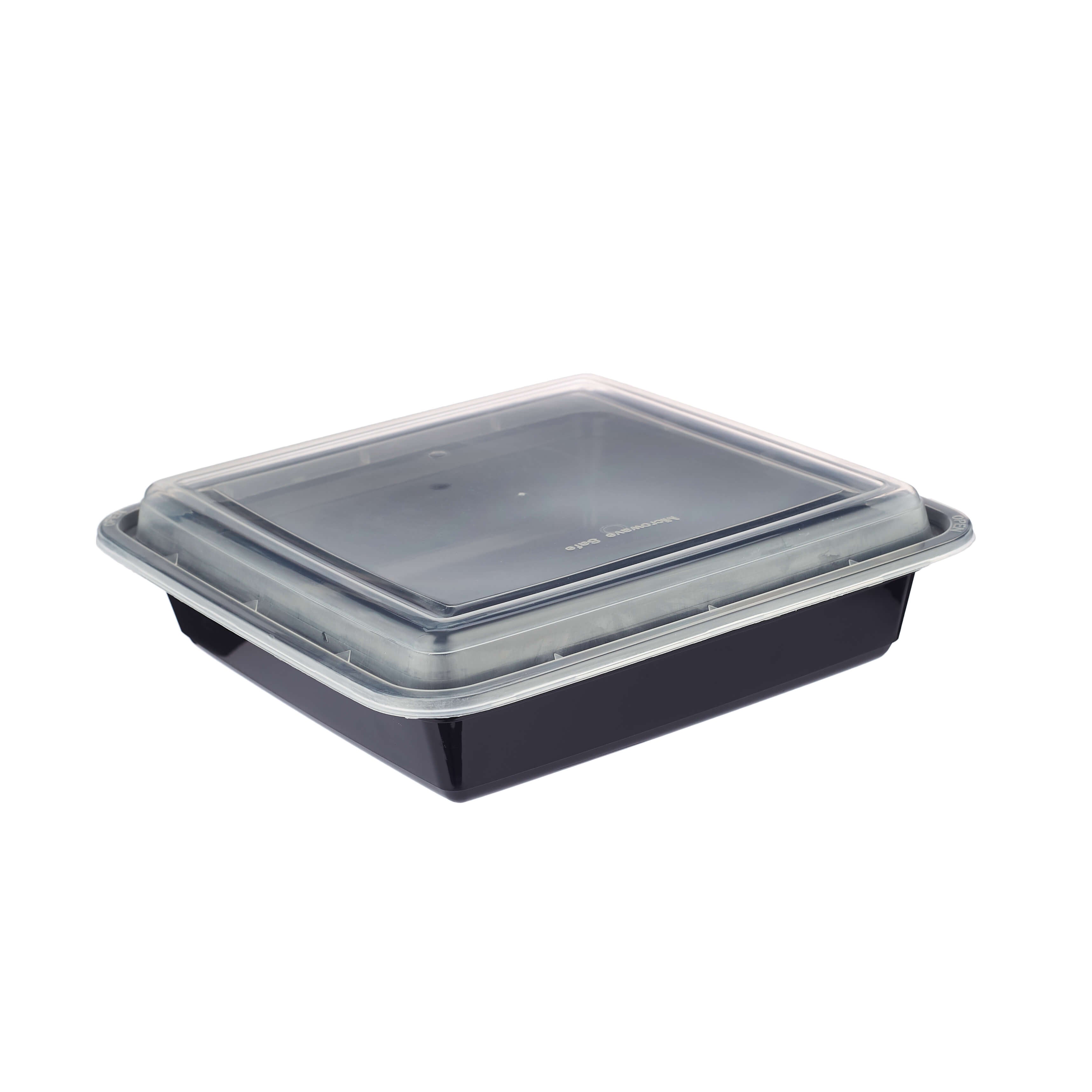 Choice 30 oz. Black 8 3/4 x 6 x 2 3/4 2-Compartment Rectangular  Microwavable Heavy Weight Container with Lid - 10/Pack