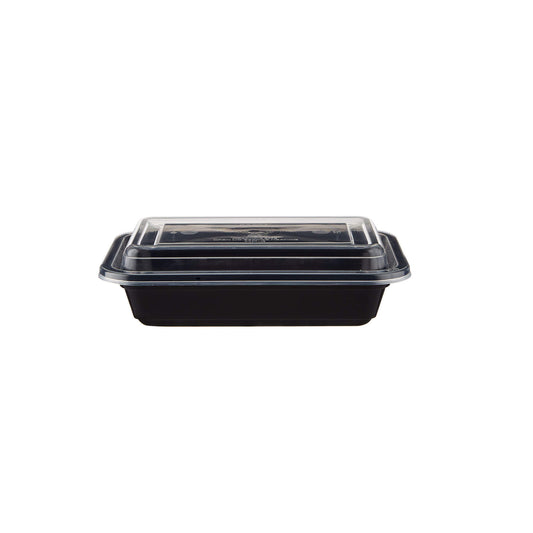 8 OZ Black Base Rectangular Container with Lid - Hotpack Global