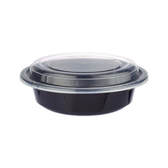 16 Oz Black Base Round Microwavable Container with  Lid - Hotpack Global
