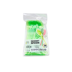 24 Pieces 17cm Green Plastic Desert Spoons - Hotpack Global
