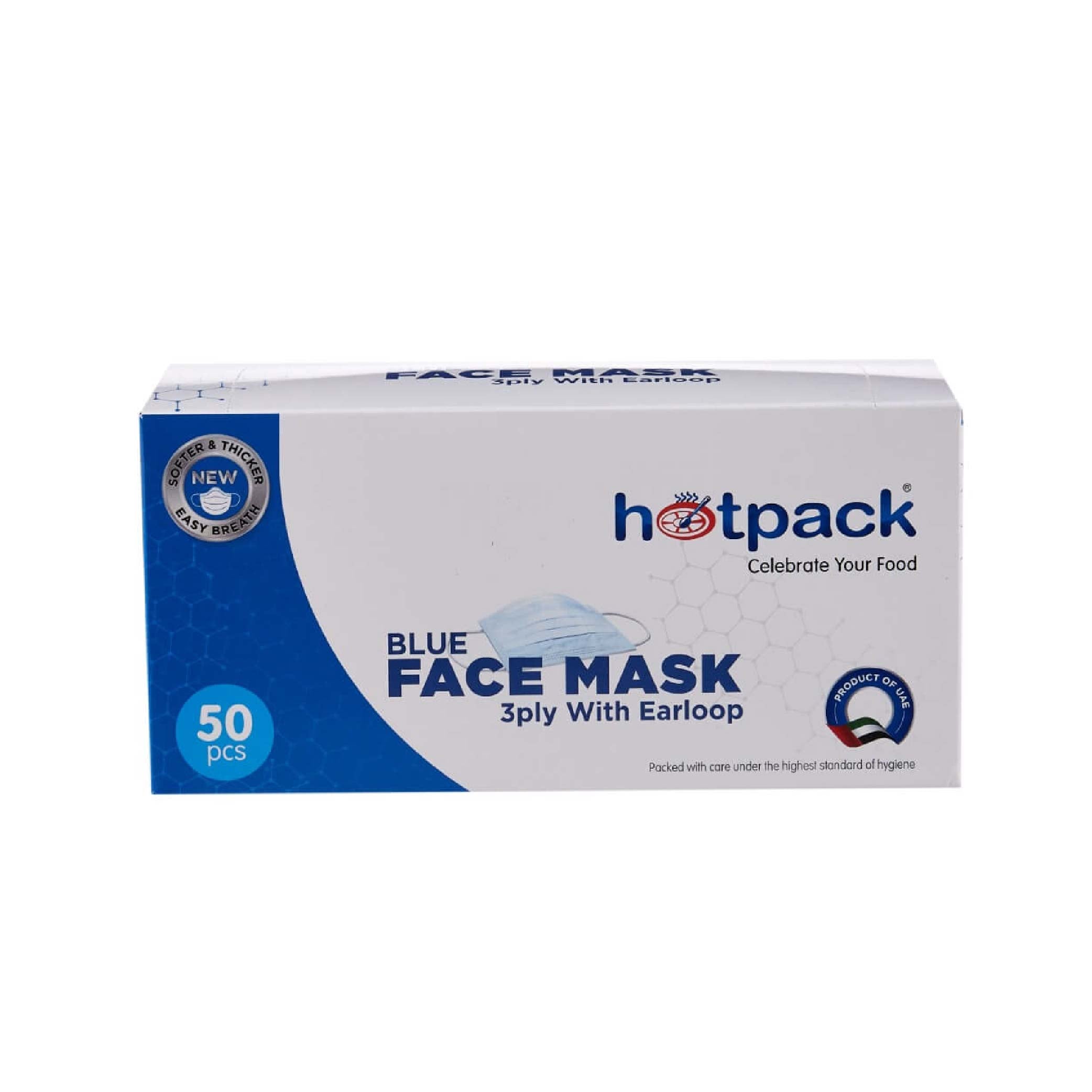 3 Ply Blue Face Mask with Ear Loop 50 Pieces X 1 Packet - Hotpack Global