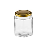 Hexagonal Glass Jar 380ml for jam, honey, spreads- hotpackwebstore.com