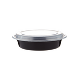 48 Oz Black Base Round Microwavable Container with Lid - Hotpack Global
