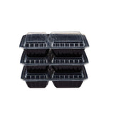 Black Base Rectangular Container 2 Compartments 300 Pieces - Hotpack Global