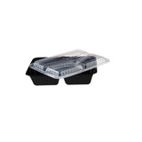 Black Base Rectangular Container 3 Compartments 300 Pieces - Hotpack Global