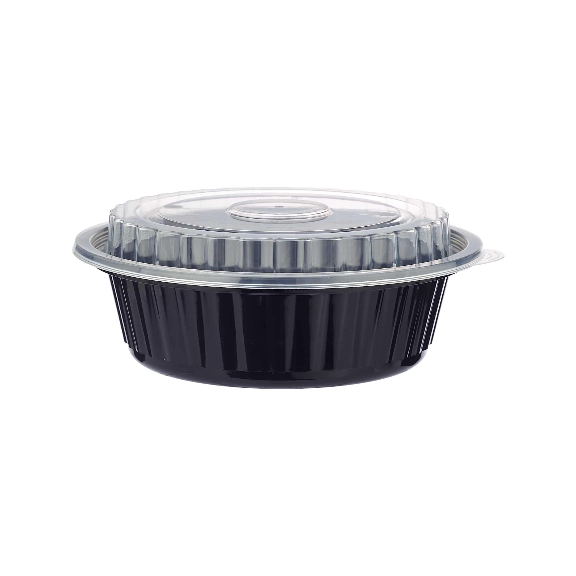 Black Base Round Container 16 oz with Lids 150 Pieces - Hotpack Global