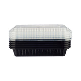 Black Base Rectangular Container 28 oz with Lids 150 Pieces - Hotpack Global