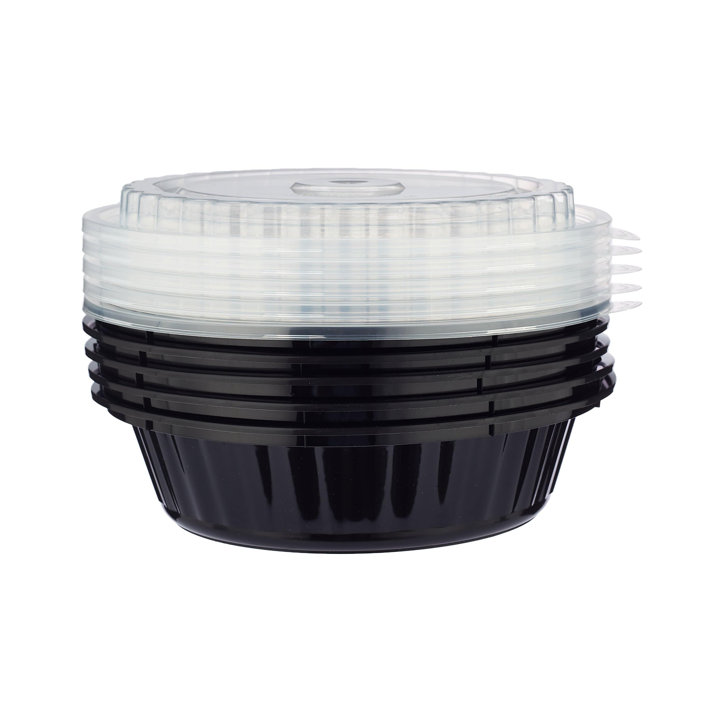 Black Base Round Container 24 oz with Lids 150 Pieces - Hotpack Global