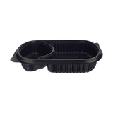 Black Base Rectangular 2-Compartment Container 250 Pieces - Hotpack Global