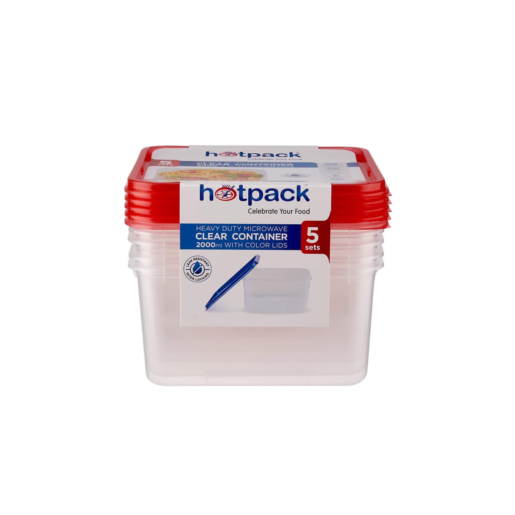 Clear Rectangular Heavy Duty Microwave Container with Color Lids