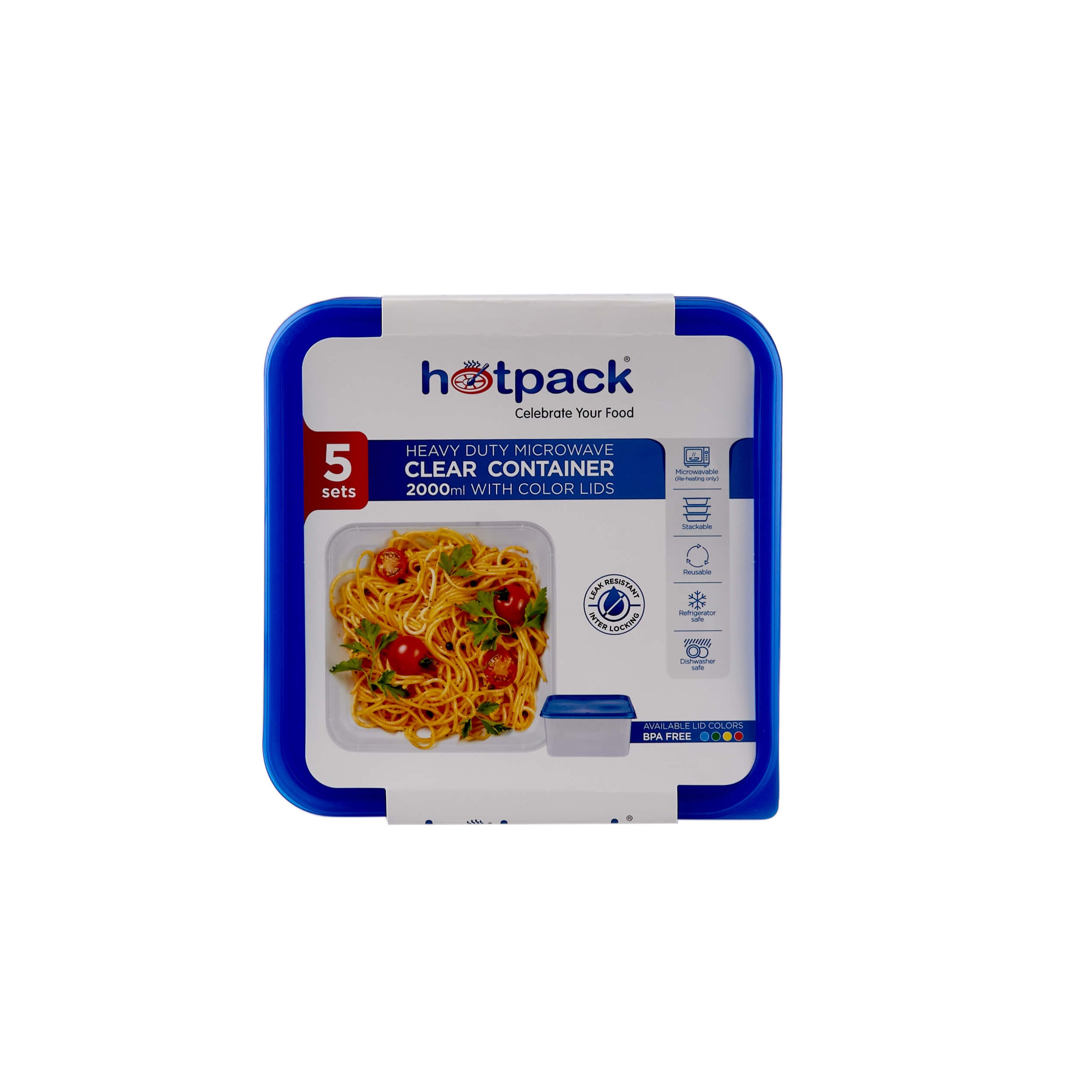 Clear Rectangular Heavy Duty Microwave Container with Color Lids