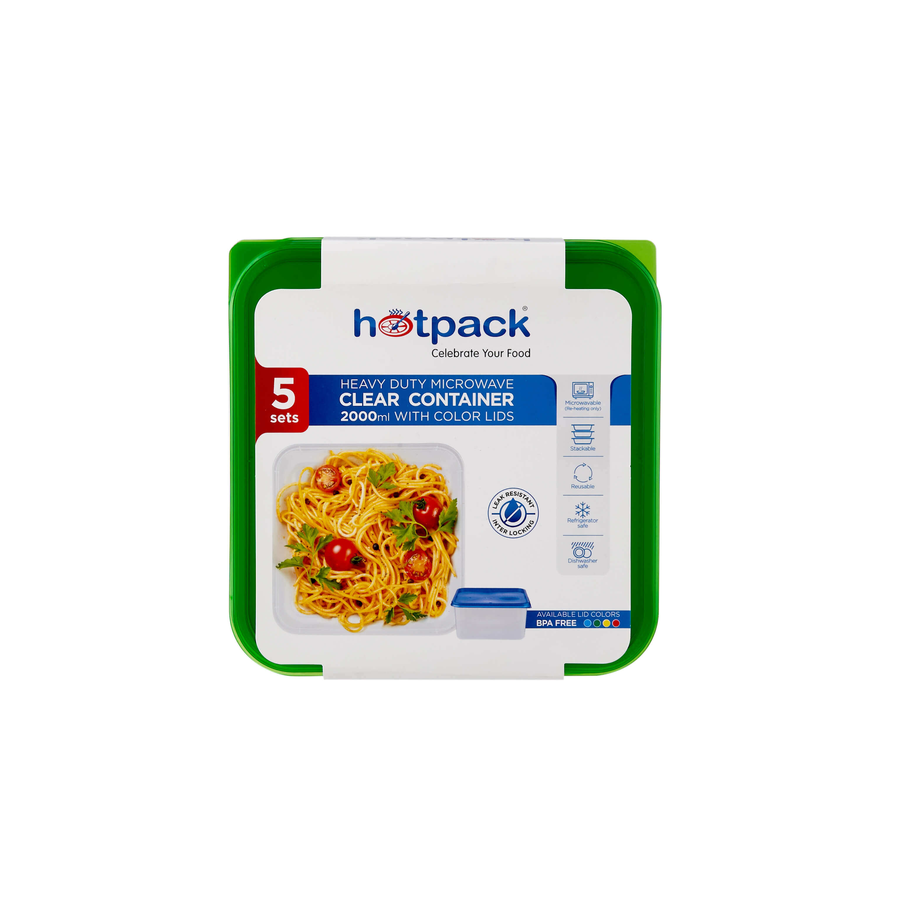 Clear Rectangular Heavy Duty Microwave Container with Color Lids