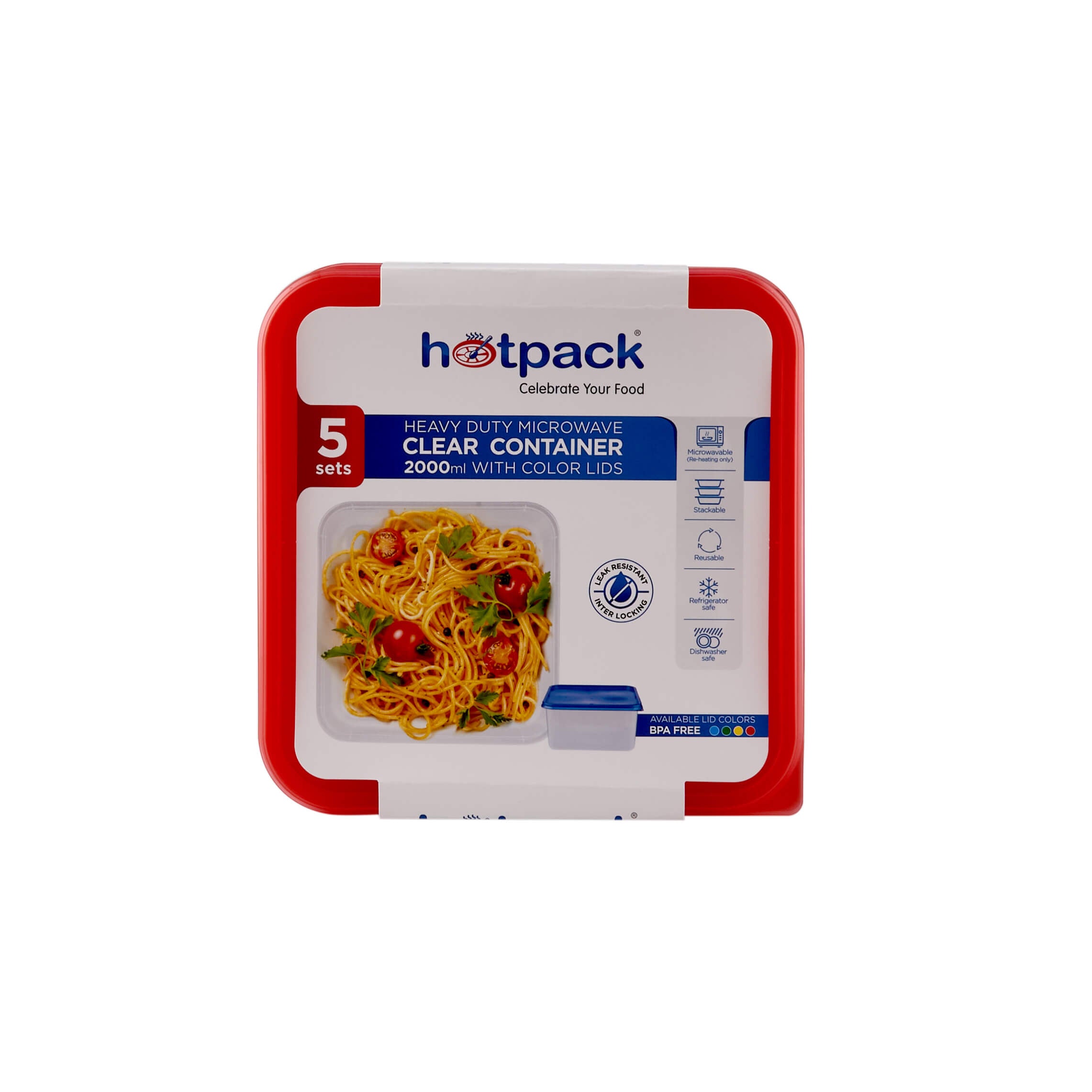 Clear Rectangular Heavy Duty Microwave Container with Color Lids