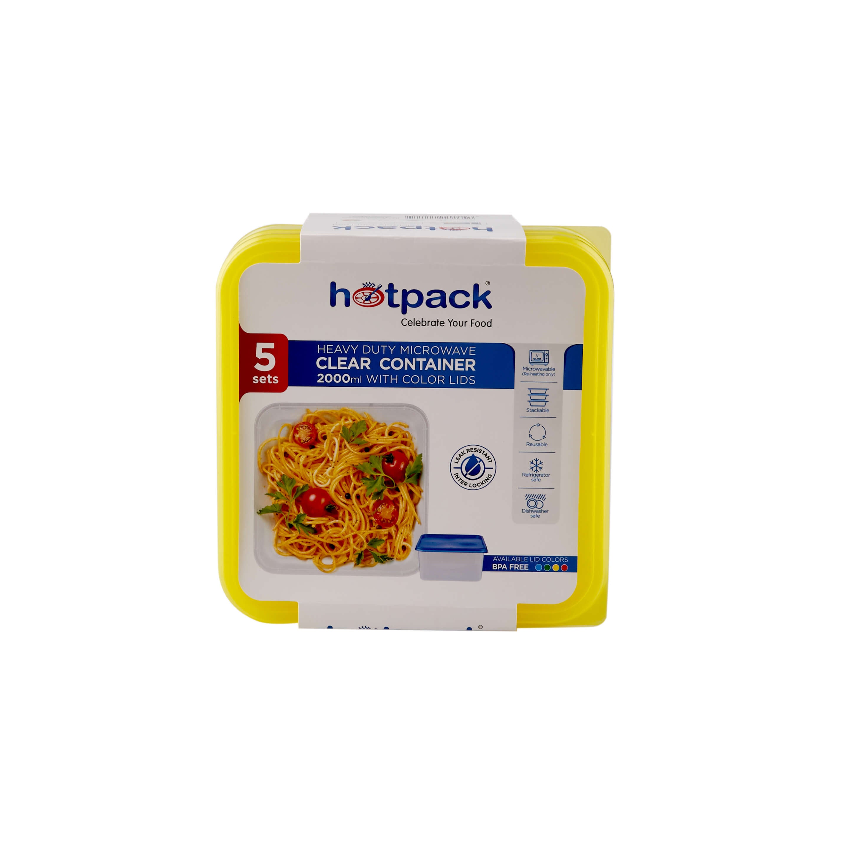 Clear Rectangular Heavy Duty Microwave Container with Color Lids