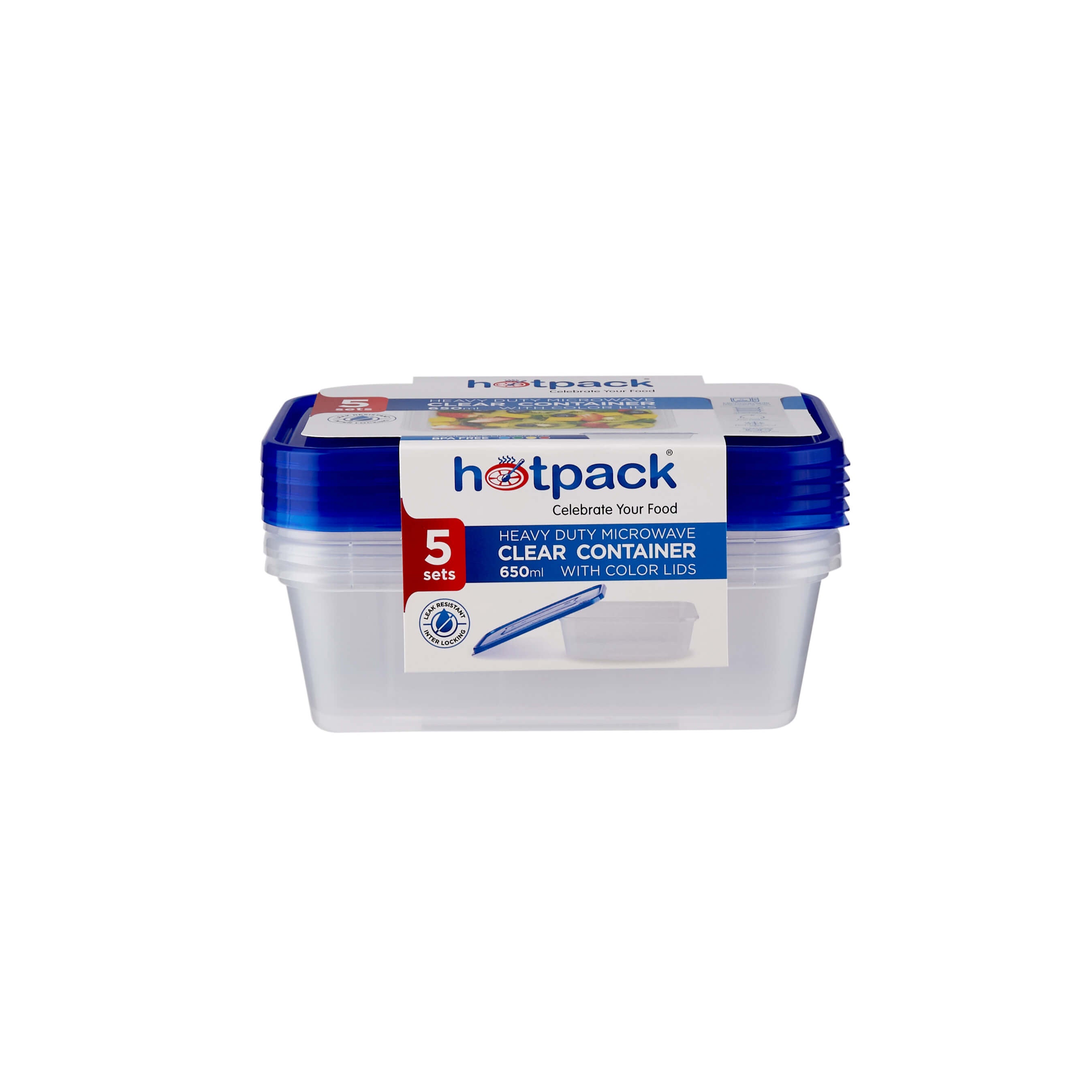 Clear Rectangular Heavy Duty Microwave Container with Color Lids