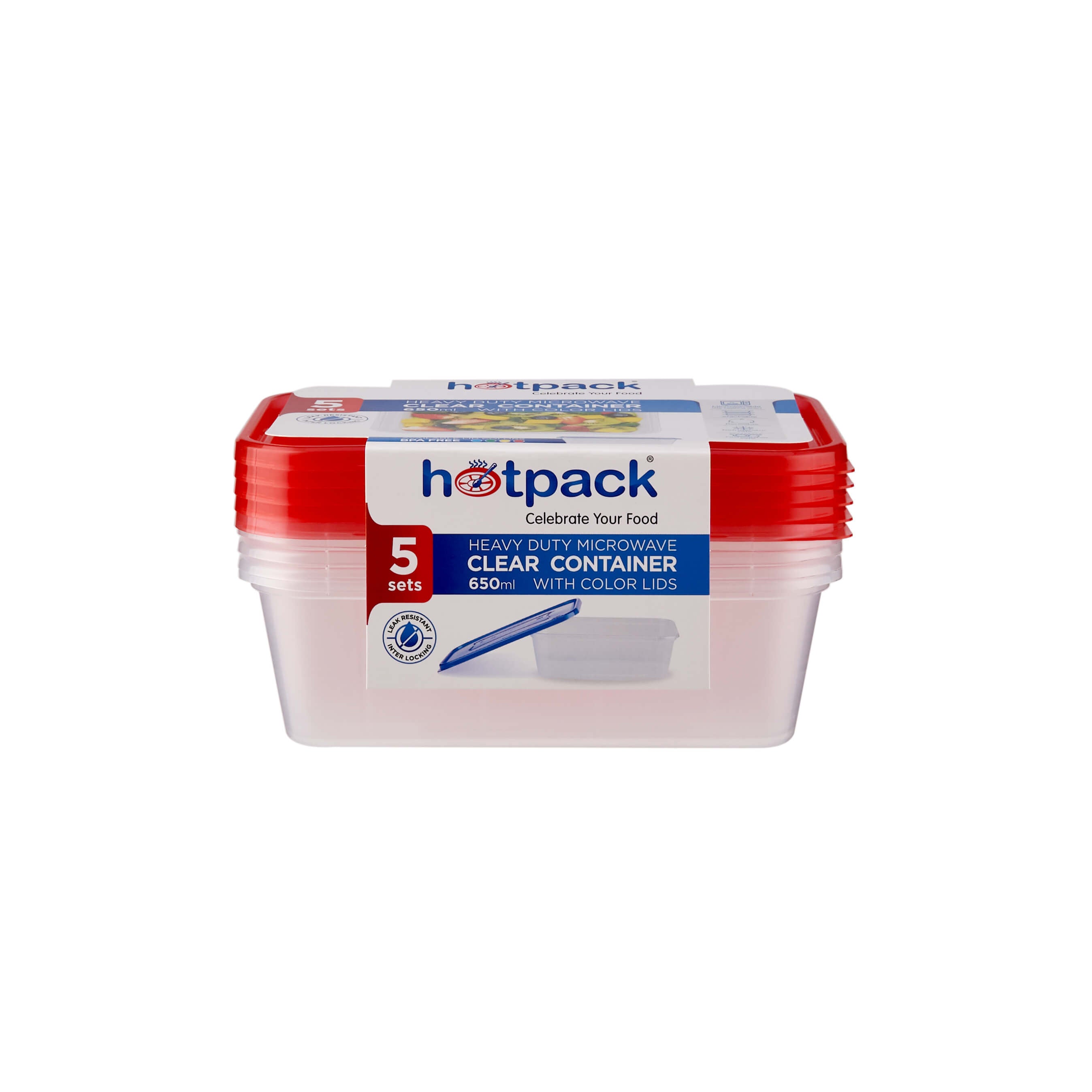 Clear Rectangular Heavy Duty Microwave Container with Color Lids
