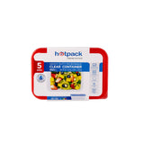 Clear Rectangular Microwave Container with Color Lids