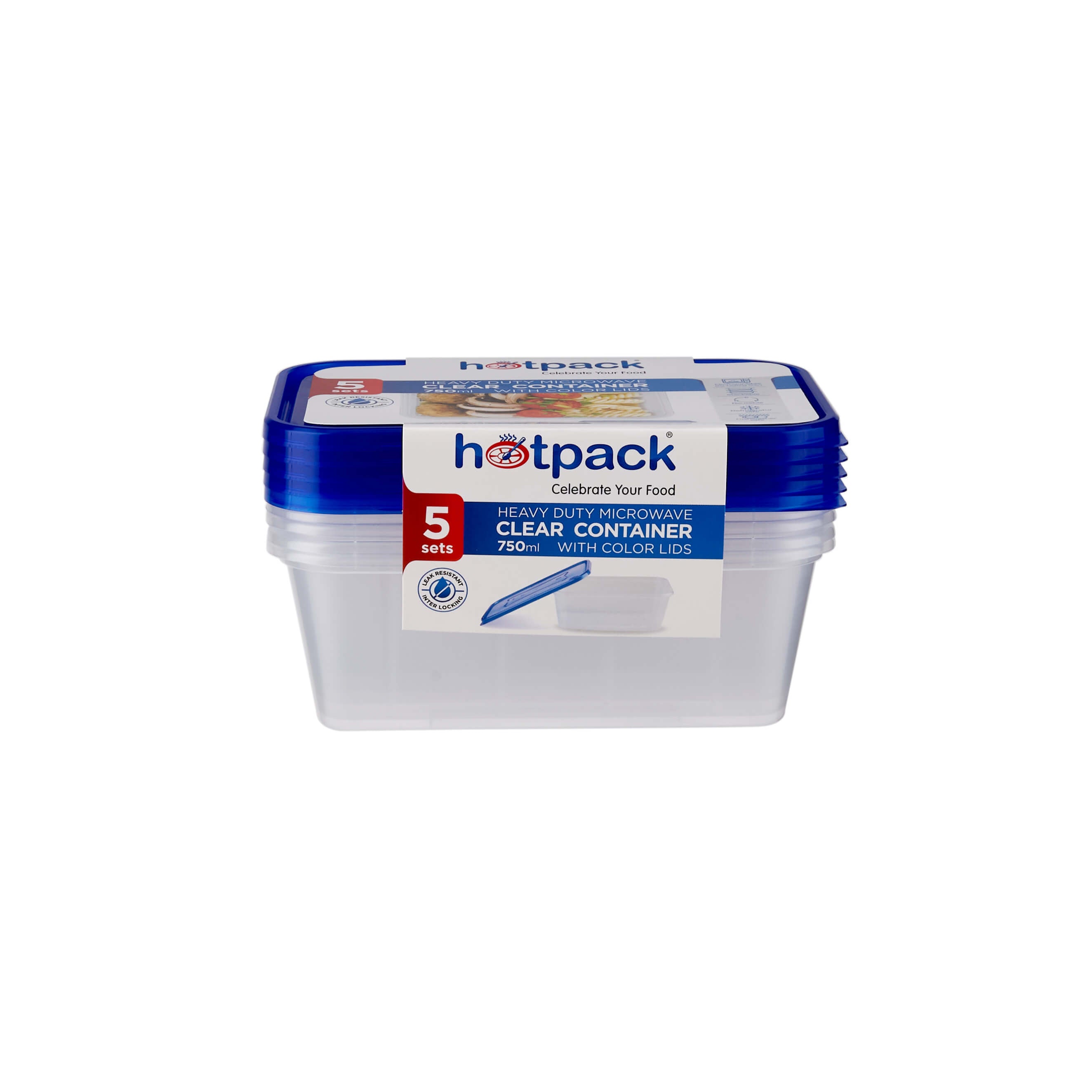 Clear Rectangular Heavy Duty Microwave Container with Color Lids