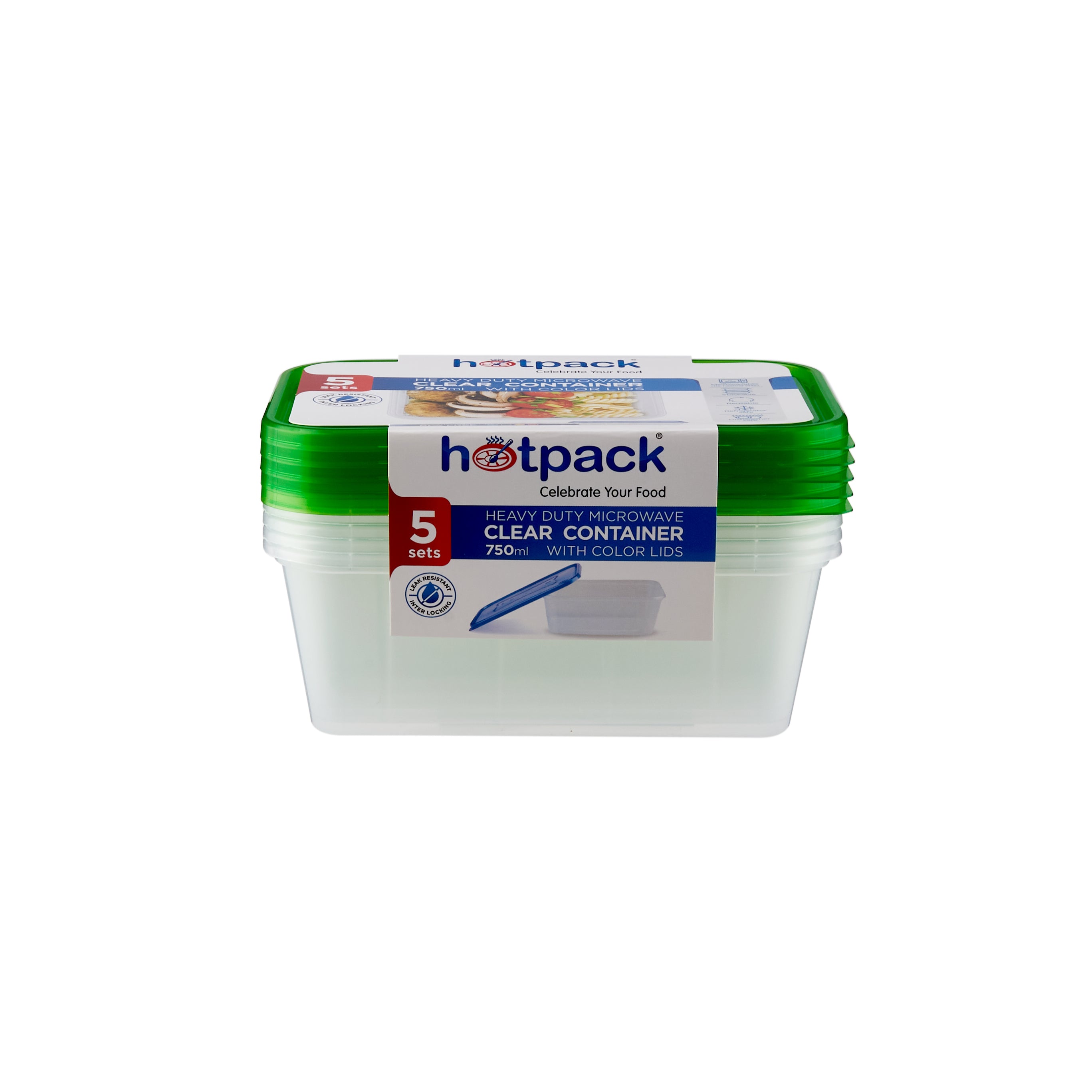 Clear Rectangular Heavy Duty Microwave Container with Color Lids