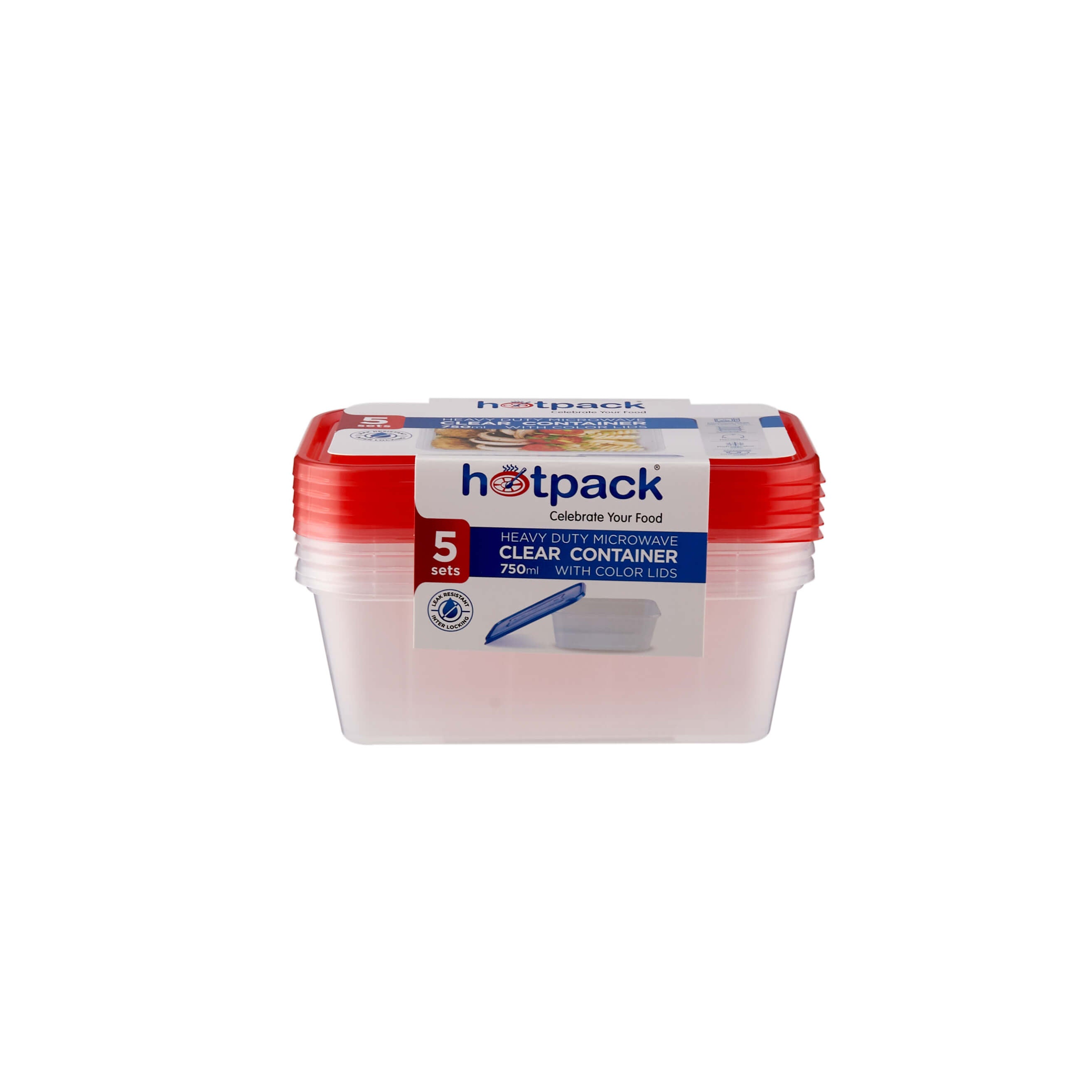 Clear Rectangular Heavy Duty Microwave Container with Color Lids
