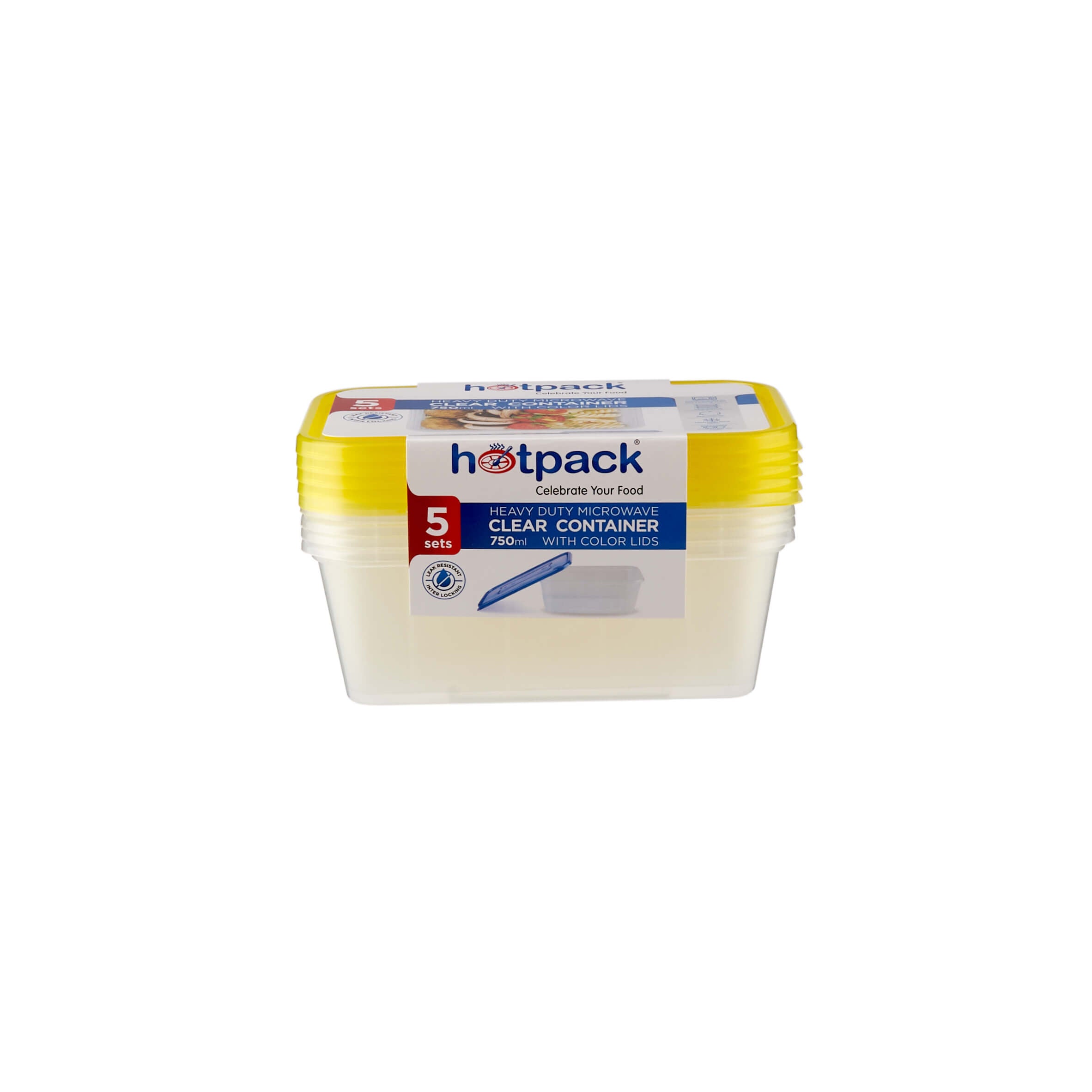 Clear Rectangular Heavy Duty Microwave Container with Color Lids